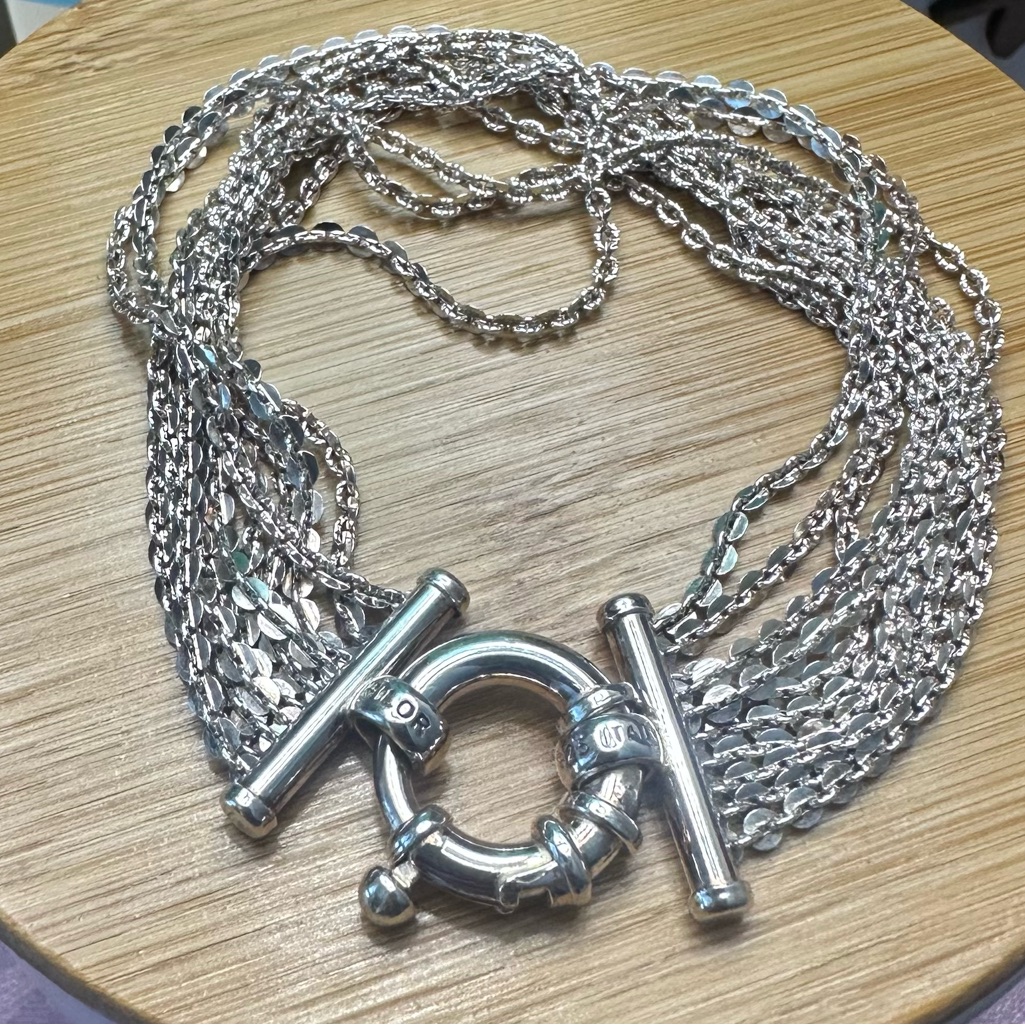 Milor Italy 925 Sterling Silver Multi Strand Link Chain Bracelet 95$